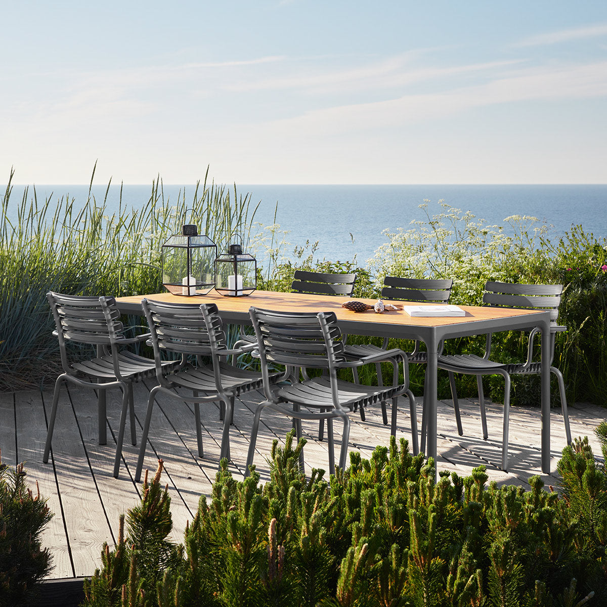Four Outdoor Dining Counter Table by Houe, showing four outdoor dining counter table in live shot.