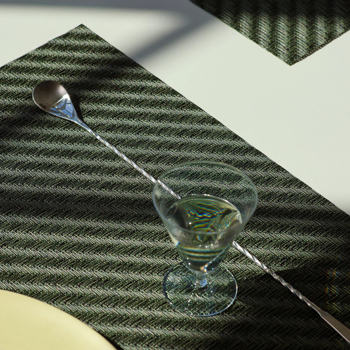 Foxtail Placemat by Chilewich, showing closeup view of foxtail placemats in live shot.