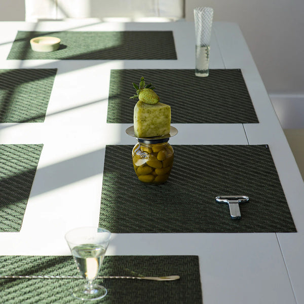 Foxtail Placemat by Chilewich, showing foxtail placemats in live shot.