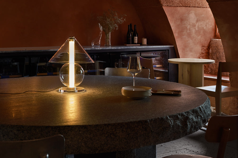 Fragile Table Lamp by Marset, showing fragile table lamp in live shot.