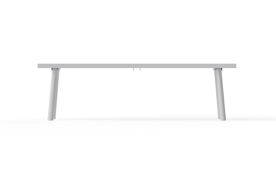 Fred's Bench by Fatboy, showing front view of fred's bench in light grey.