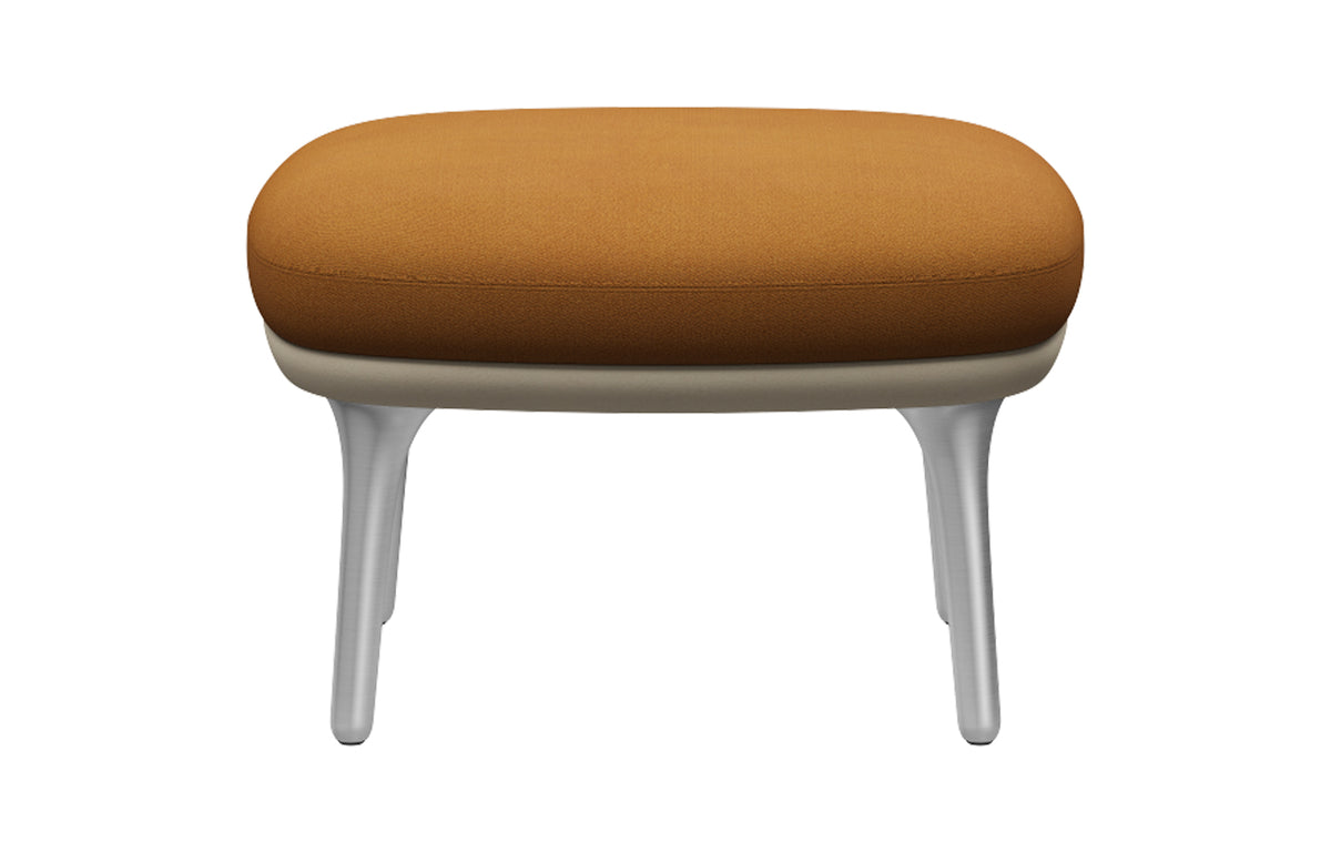 Fri Footstool by Fritz Hansen - Satin Brushed Aluminum, Textile Category 2, Textile Category 3.