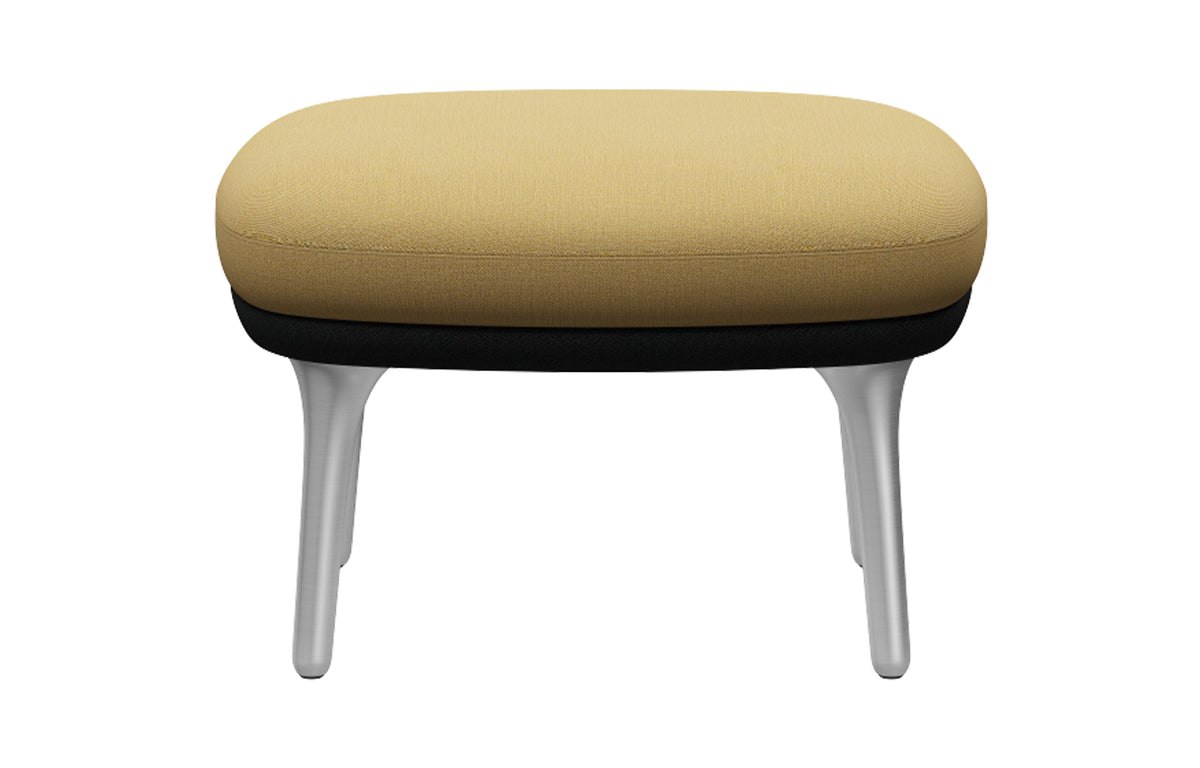 Fri Footstool by Fritz Hansen - Satin Brushed Aluminum, Textile Category 3, Christianshavn Textile Group.