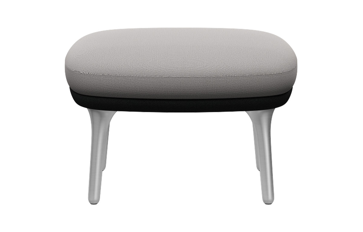 Fri Footstool by Fritz Hansen - Satin Brushed Aluminum, Textile Category 3, Textile Category 1.
