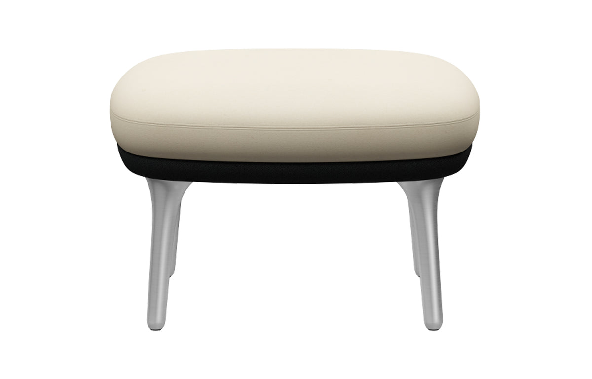 Fri Footstool by Fritz Hansen - Satin Brushed Aluminum, Textile Category 3, Textile Category 2.