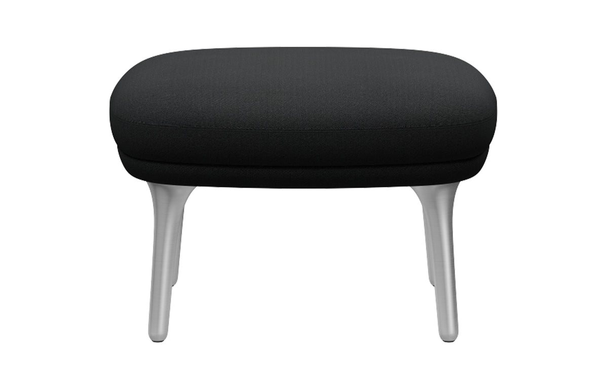 Fri Footstool by Fritz Hansen - Satin Brushed Aluminum, Textile Category 3, Textile Category 3.