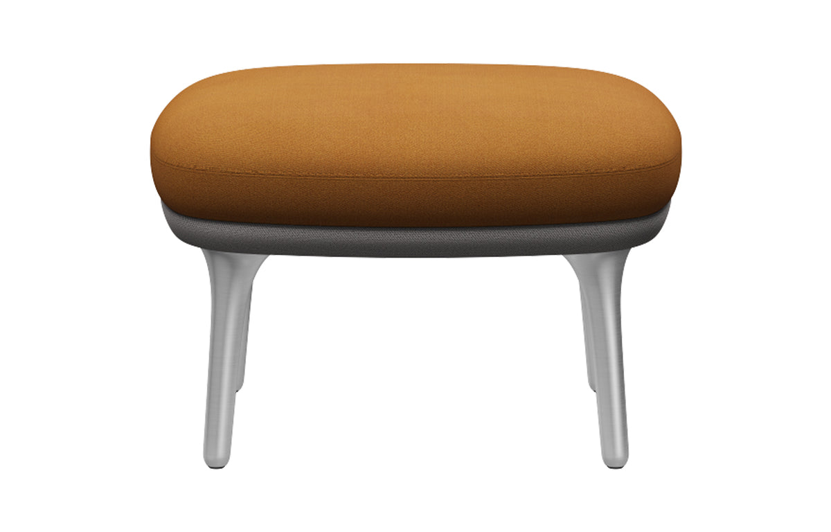 Fri Footstool by Fritz Hansen - Satin Brushed Aluminum, Textile Category 1, Textile Category 3.