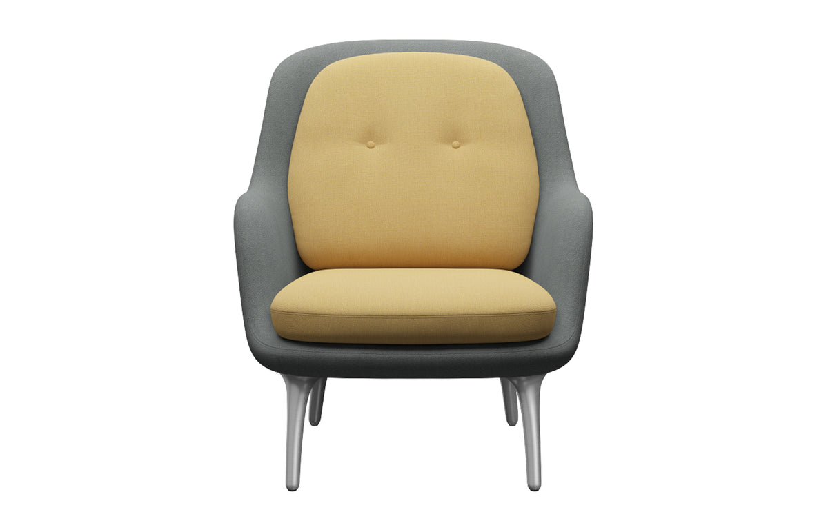 Fri Lounge Chair by Fritz Hansen - Satin Brushed Aluminum, Textile Category 3, Christianshavn Textile Group.