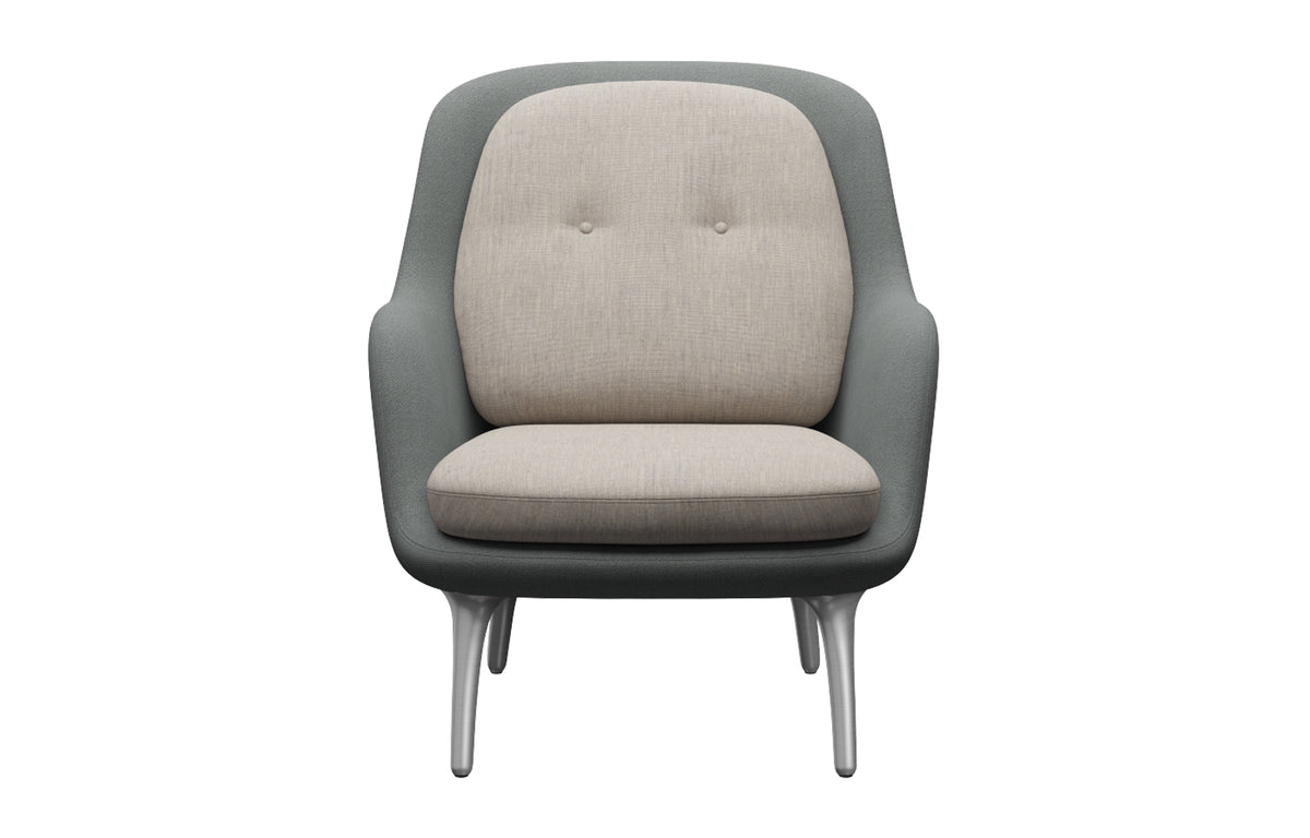 Fri Lounge Chair by Fritz Hansen - Satin Brushed Aluminum, Textile Category 3, Textile Category 1.