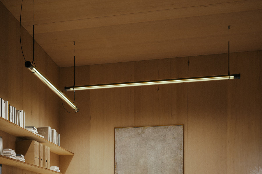 Fris 61" Pendant Light by Marset, showing fris 61" pendant lights in live shot.