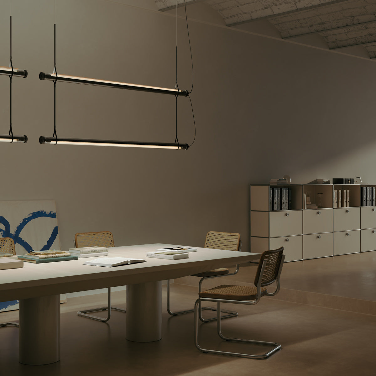 Fris Pro Pendant Light by Marset, showing fris pro pendant lights in live shot.