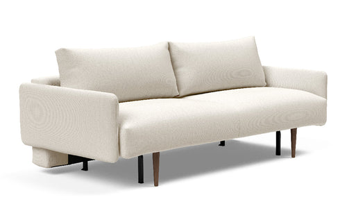 Frode Dark Styletto Sofa Bed Upholstered Arms by Innovation - 531 Boucle Off White (stocked)