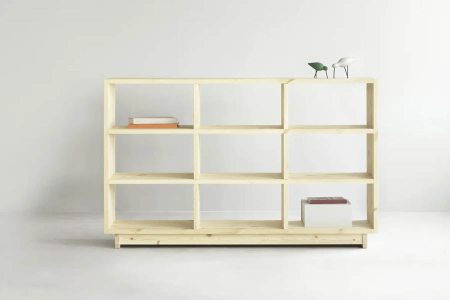 Fyr Bookcase by Normann Copenhagen, showing fyr bookcase in live shot.