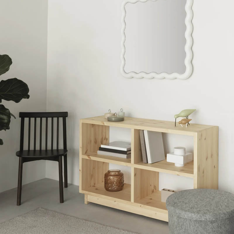 Fyr Bookcase by Normann Copenhagen, showing fyr bookcase in live shot.