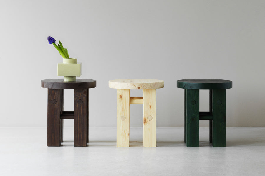 Fyr Stool by Normann Copenhagen, showing fyr stools in live shot.