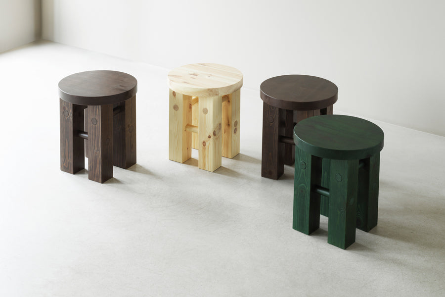 Fyr Stool by Normann Copenhagen, showing fyr stools in live shot.