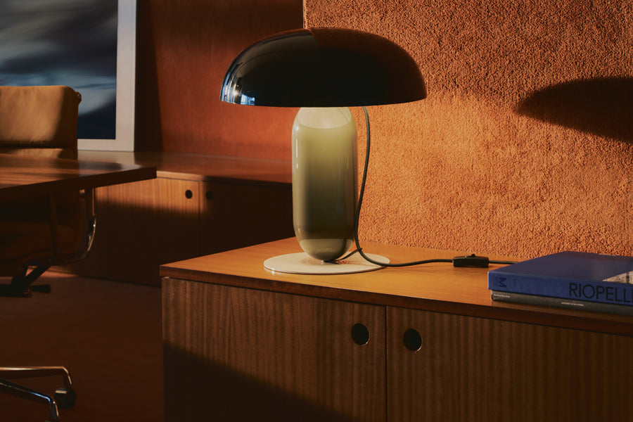 Gambosa Table Lamp by Marset, showing gambosa table lamp in live shot.