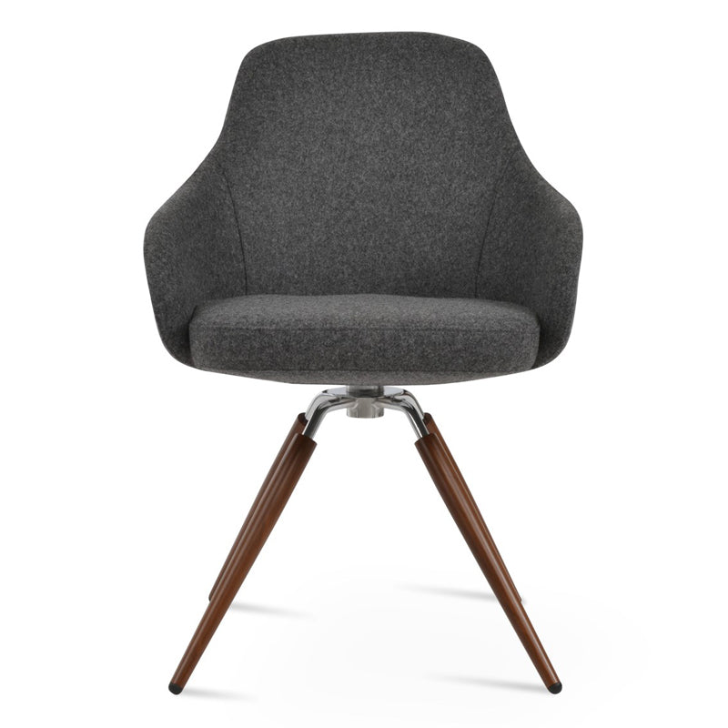 Gazel Carrot Swivel Dining Arm Chair by SohoConcept, showing front view of gazel carrot swivel dining arm chair.