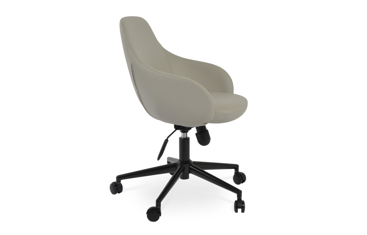 Gazel Office Chair by SohoConcept - With Arms, Black Paint Steel, Light Grey Leatherette.