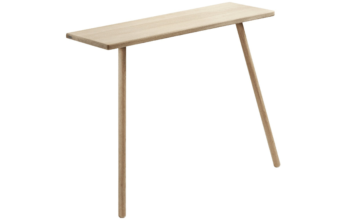 Georg Console Table by Fritz Hansen, showing angle view of georg console table.