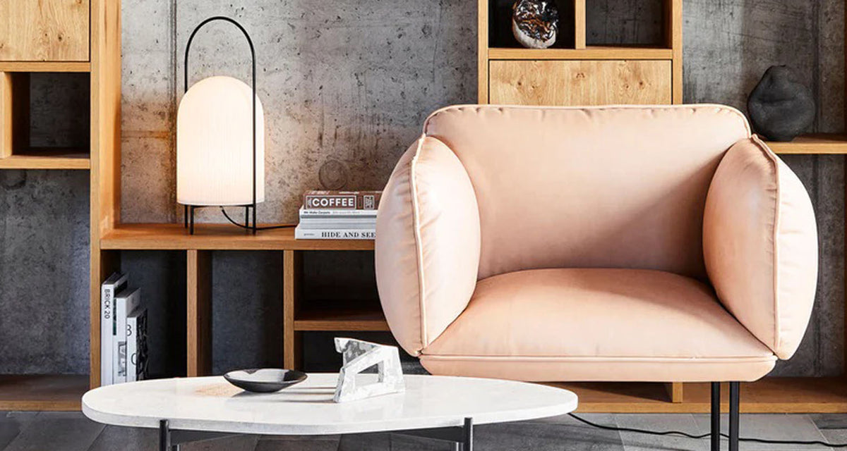 Ghost Table Lamp by Woud, showing ghost table lamp in live shot.