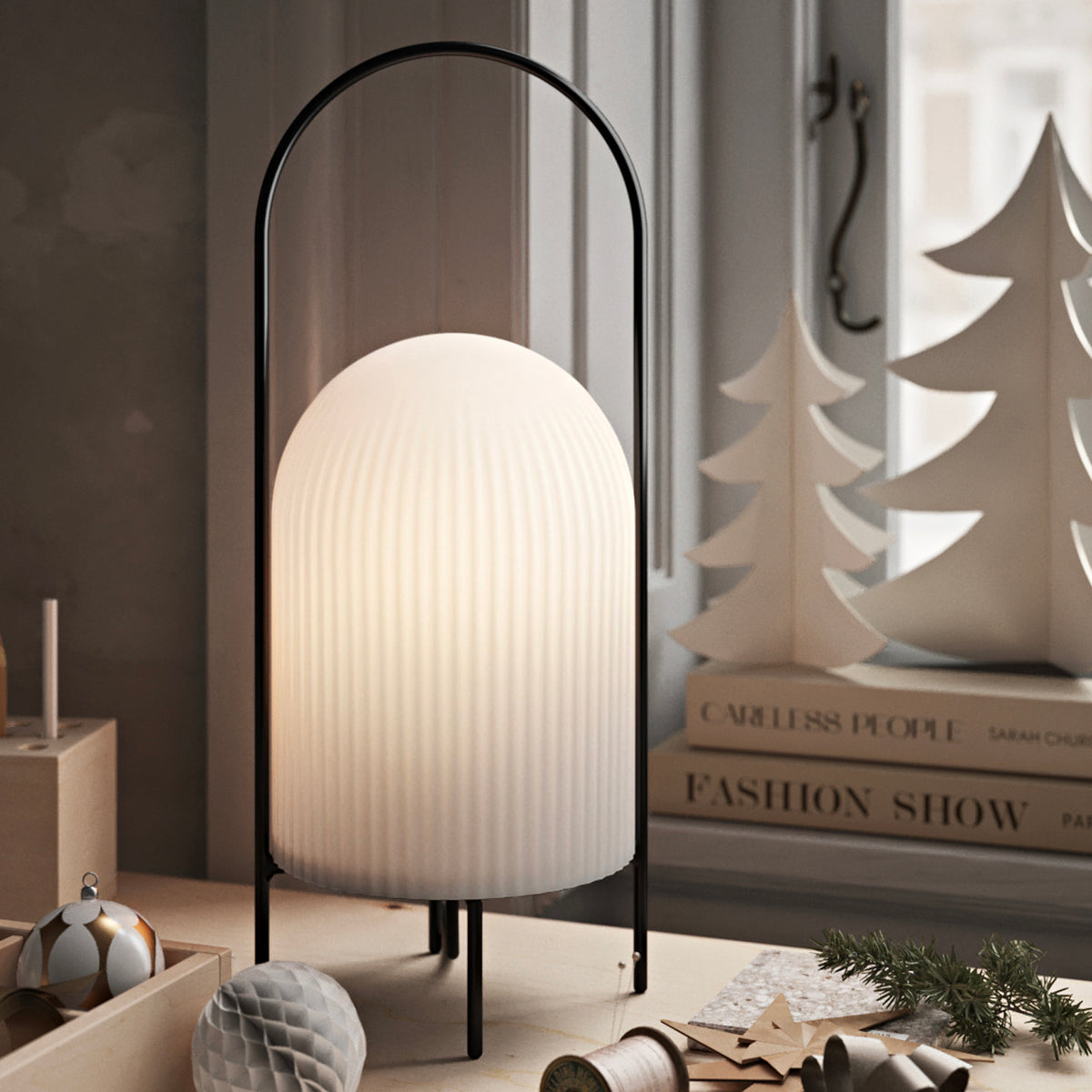 Ghost Floor Lamp by Woud, showing ghost floor lamp in live shot.