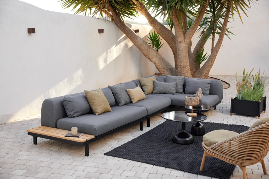 Glaze Coffee Table by Cane-Line, showing glaze coffee tables in live shot.