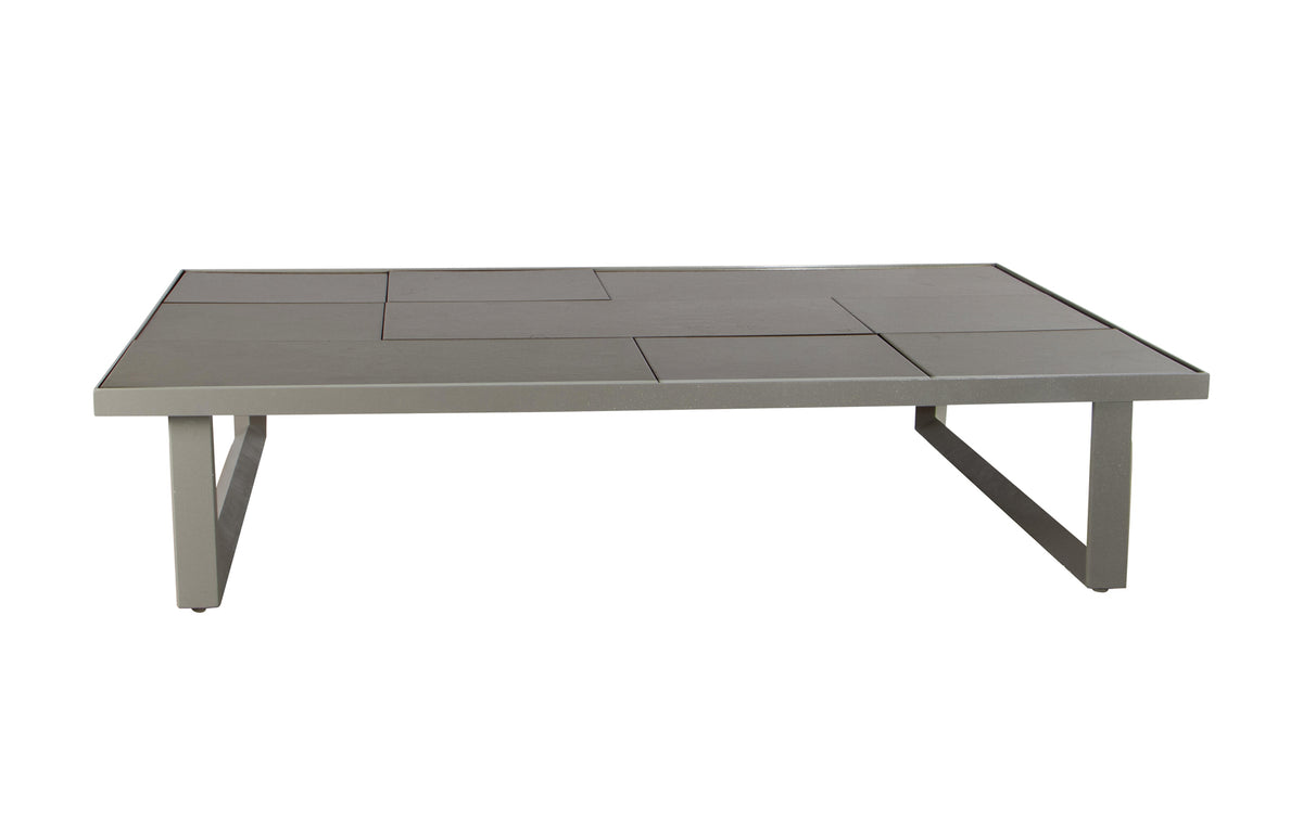 Glaze Coffee Table by Cane-Line - Rectangular, Taupe Aluminum, Taupe Lava Glazed Stone.