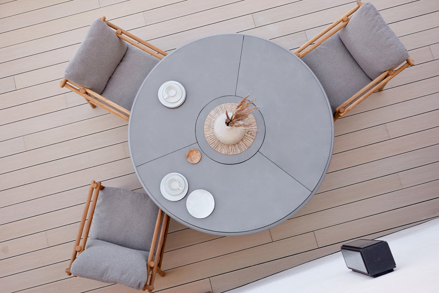 Glaze Dining Table by Cane-Line, showing glaze dining table in live shot.