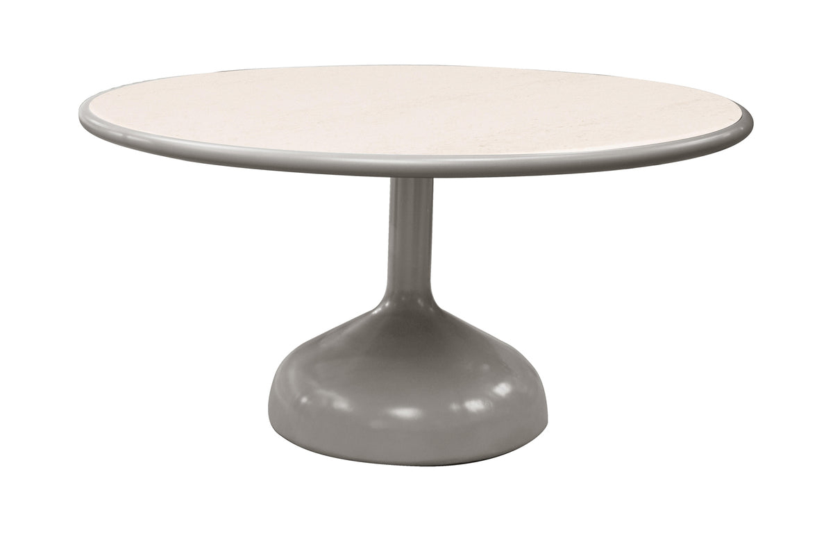 Glaze Dining Table by Cane-Line - Travertine Look Ceramic/Taupe Aluminum.