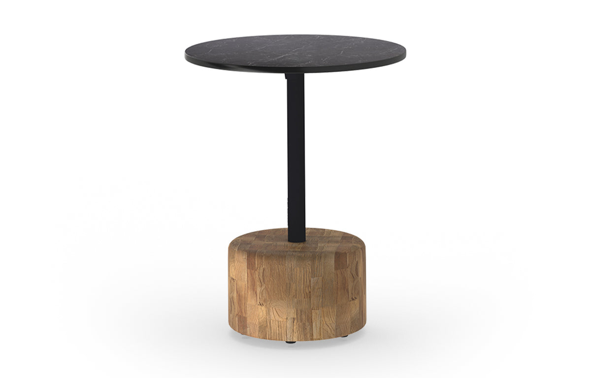 Glyph HPL Low Table by Mamagreen - 16"Dia., Ultra Durable Category M, Carrara Black HPL.