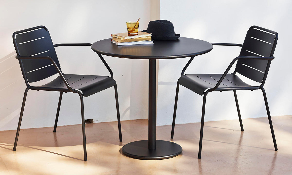 Go 24" Cafe Table by Cane-Line, showing go 24" cafe table in live shot.