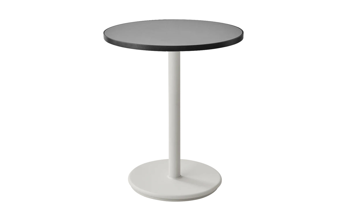 Go 24" Cafe Table by Cane-Line - Sand Aluminum *, Lava Grey/Light Grey Ceramic.