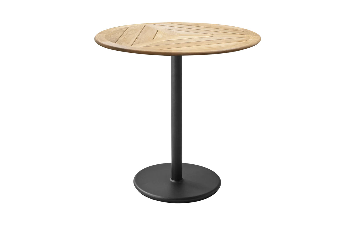 Go 32" Cafe Table by Cane-Line - Lava Grey Aluminum *, Geometric Teak.