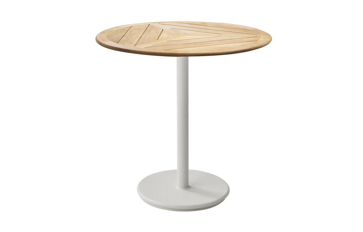 Go 32" Cafe Table by Cane-Line - Sand Aluminum *, Geometric Teak.