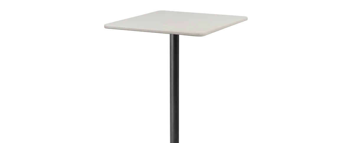 Go Square 30" Bar Table by Cane-Line, showing closeup view of go square 30" bar table in lava grey aluminum */sand aluminum.