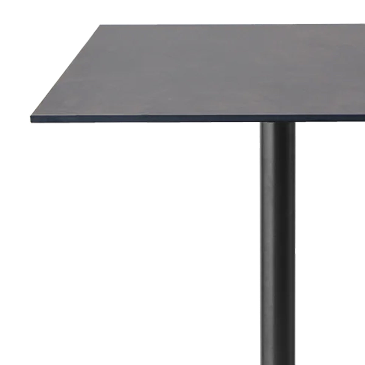 Go Square 30" Bar Table by Cane-Line, showing closeup view of go square 30" bar table in lava grey aluminum */dark grey hpl.