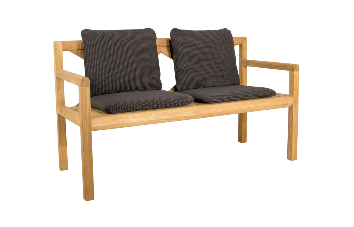 Grace Bench by Cane-Line - 2-Seater, Dark Grey Focus Set/Teak.