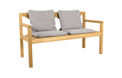 Grace Bench by Cane-Line - 2-Seater, Light Grey Focus Set/Teak.