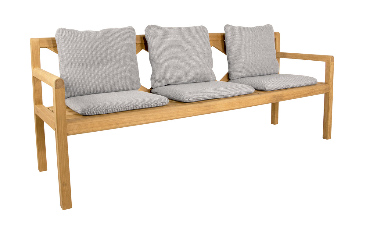 Grace Bench by Cane-Line - 3-Seater, Light Grey Focus Set/Teak.