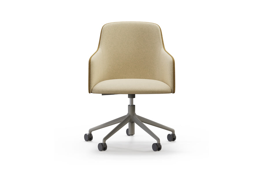 Grace Premium S-GL Office Chair by B&T, showing front view of grace premium s-gl office chair in metal group/upholstered back group (outside seat)/com/col group (inside seat).