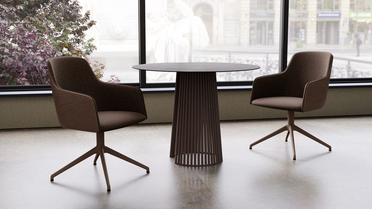Grace Premium Swivel Chair by B&T, showing grace premium swivel chairs in live shot.