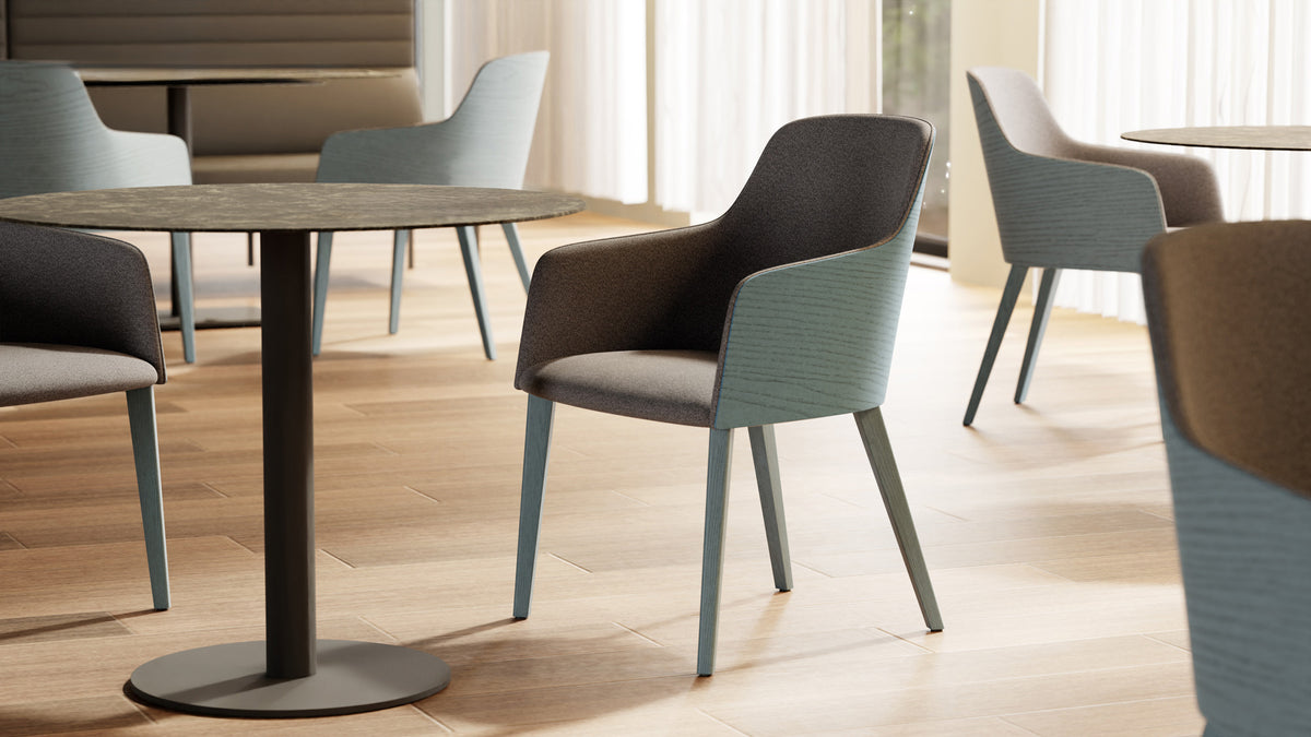 Grace Wood Chair by B&T, showing grace wood chairs in live shot.