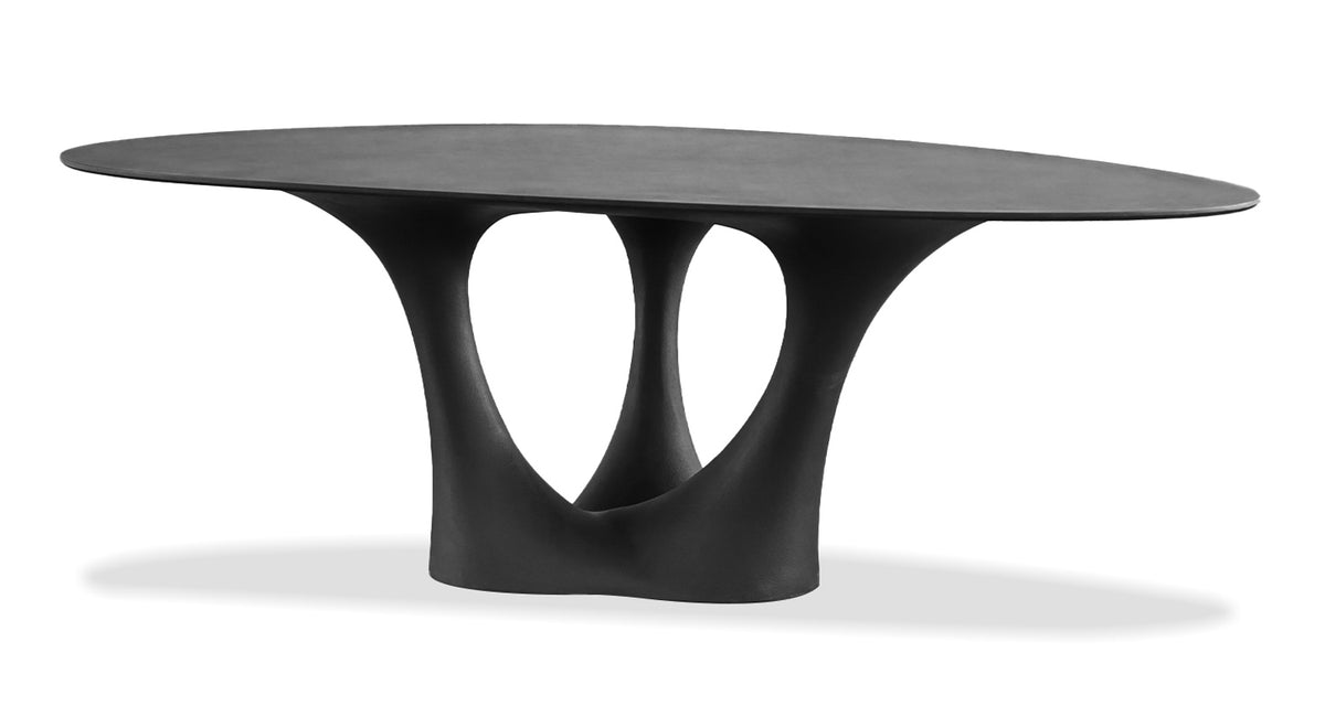 Groot Dining Table by Mobital, showing angle view of groot dining table.