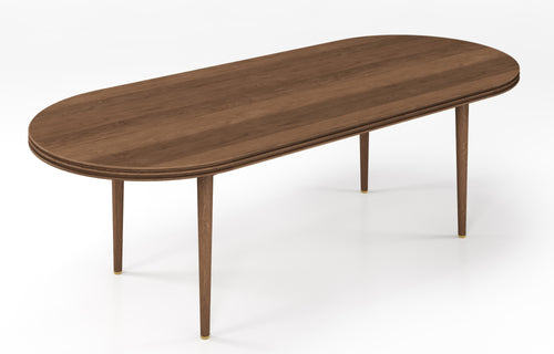 Groove Oval Dining Table by DK3 - Smoked Oak Wood, None