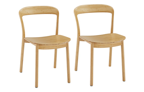 Hanna Chair 2 Sets by Greenington - Wheat Bamboo Wood, No Seatpad.