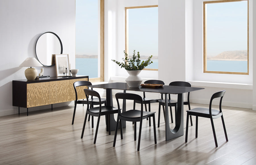 Hanna Dining Chair by Greenington, showing hanna dining chairs in live shot.