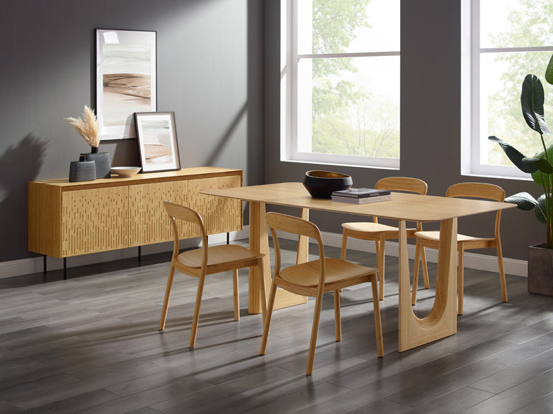 Hanna Dining Chair by Greenington, showing hanna dining chairs in live shot.