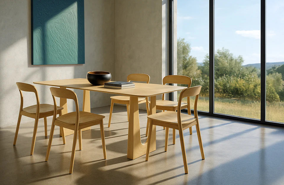 Hanna Dining Table by Greenington, showing hanna dining table in live shot.