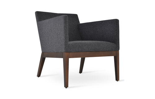 Harput Wood Lounge Chair by SohoConcept - Camira Blazer Dark Grey Wool.